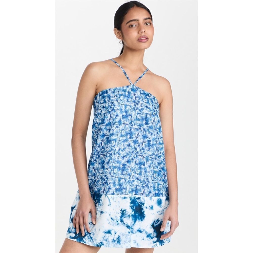 NWT AMUR Aminah Halter Dress in Mykonos Blue Brushstrokes, Size 2 - Picture 5 of 16